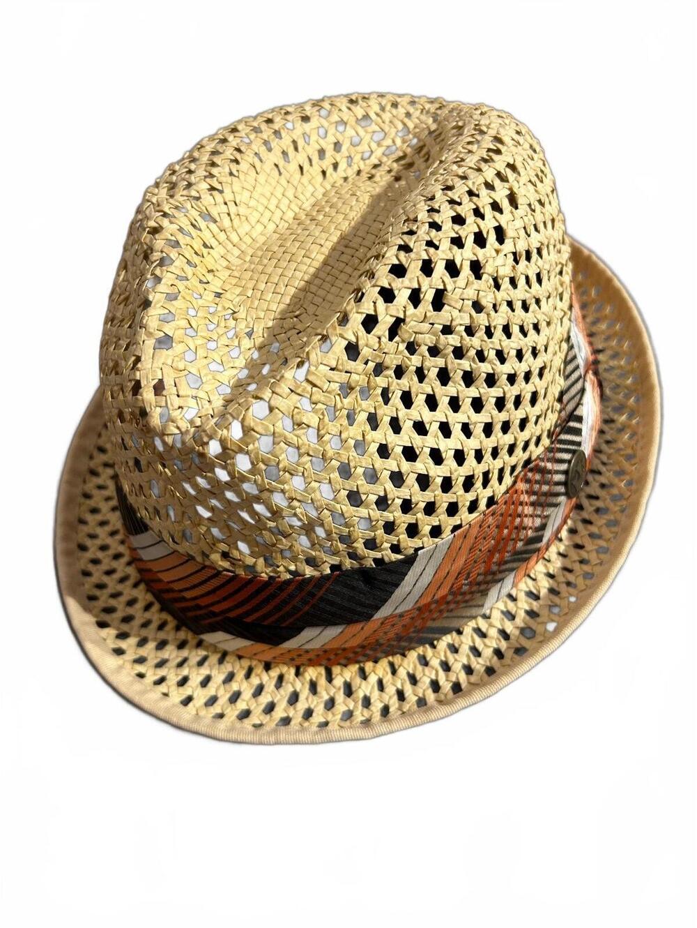 Coorin Bros Straw Fedora Hat with Patterned Band
